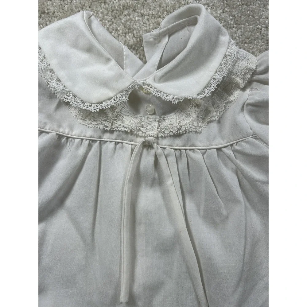 Vintage Mayfair Baby Outfit White‎ Lace Top Bloomer Set Puff Sleeve Infant Girls